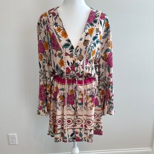 Maaji Floral V-Neck Dress with drawstring waist and pullover styling